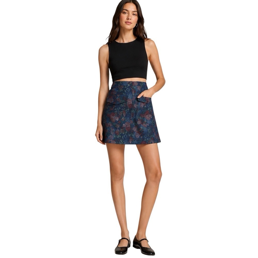 Erin Fetherston Midnight Blooms 4 Mini Skirt Blue Floral Tapestry Anthropologie